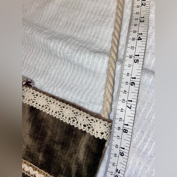 Women’s Hand Made brown Velvety Corduroy Fabric‎ crossbody Bag, cotton lace - Picture 10 of 14